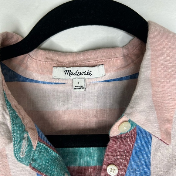 Madewell Linen Central Shirtdress in Flagstaff Stripe Size Large - Picture 6 of 9